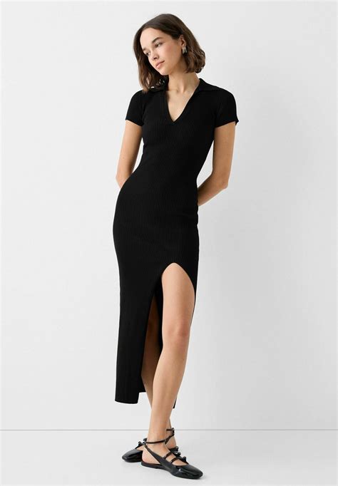 bershka black dress|bershka short sleeve dress.